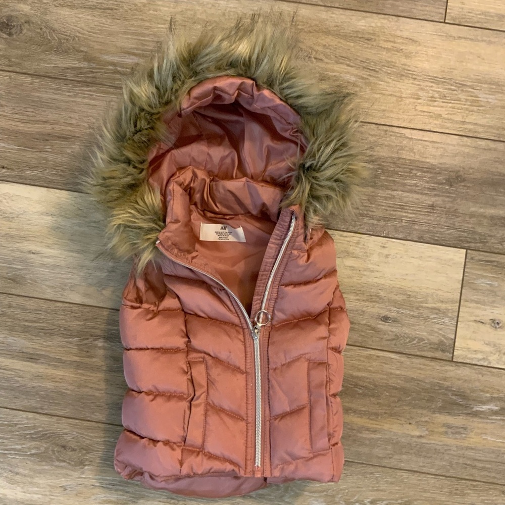 Pink Puffer Jacket with Faux Fur Hood